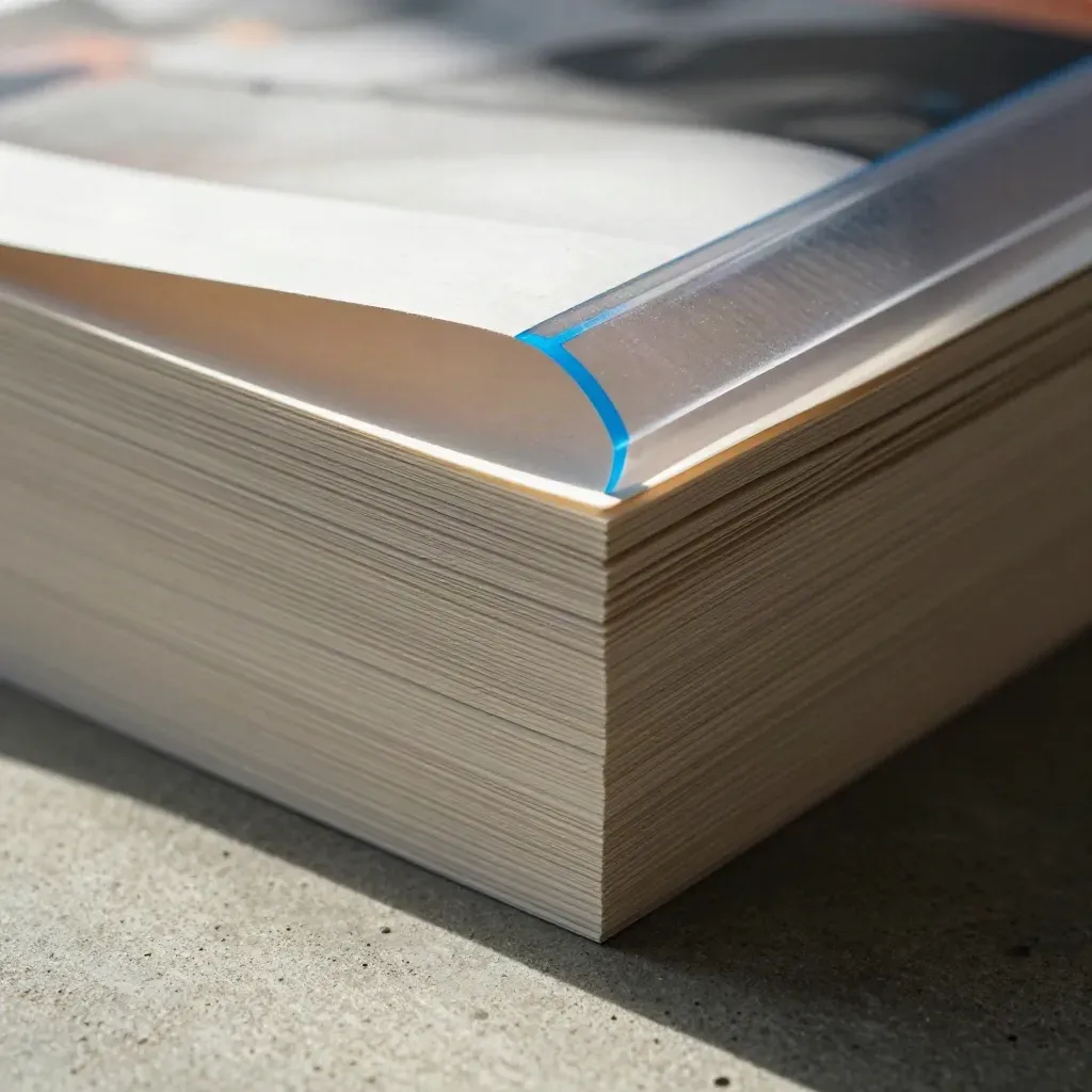 Macro of stacked culture clip sheet cards with acetate marker on concrete, lit by hard sidelight.